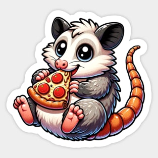 Possum Eating Pizza Sticker